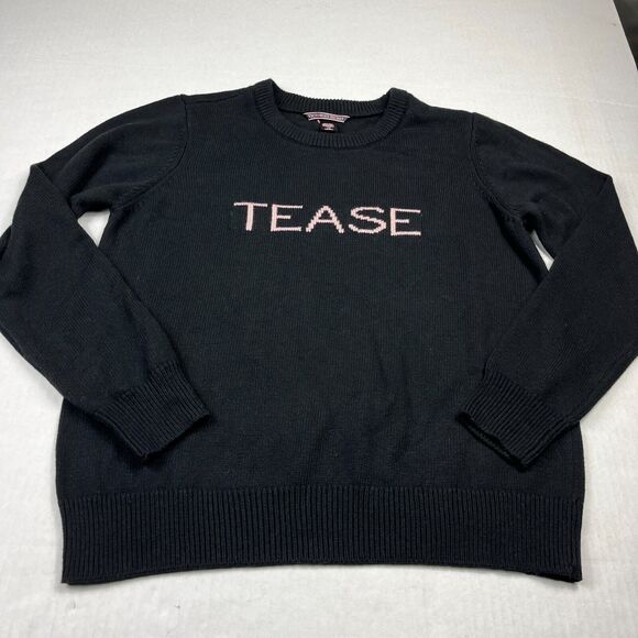 Victorias Secret Y2K Tease Graphic Print Sweater Black Lounge Comfort Pullover - Picture 2 of 10